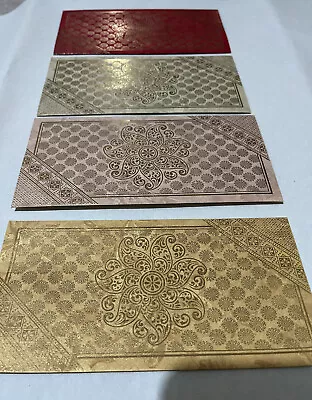 10X SHAGUN SMALL / MONEY DESIGNER GOLDEN WORK ENVELOPES Different Colours • £5