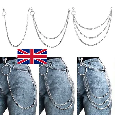 Silver Mental Key Chain Clip Pants Jeans Hip Hop Biker Wallet Chain Belt Jewelry • £3.99