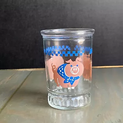 Vintage Bama Jelly Jar Barnyard Animals Country Pig Juice Glass Bandana • $8