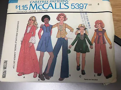 $1.69 • Buy Vintage Sewing Pattern McCall 5397, Girls Pants/Dress/Top, Size 8, CUT