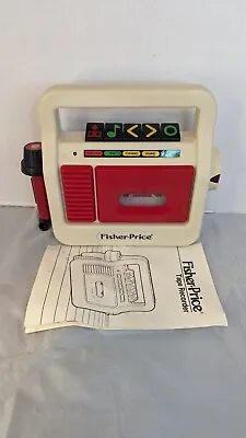 Vintage 1987 Fisher Price Red/White Cassette Recorder W/Manual -No Battery Cover • $60