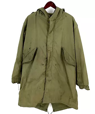 Vintage U.S. Army M-1951 Fishtail Parka Shell Wool Liner Militaria Korean War Md • $179.99