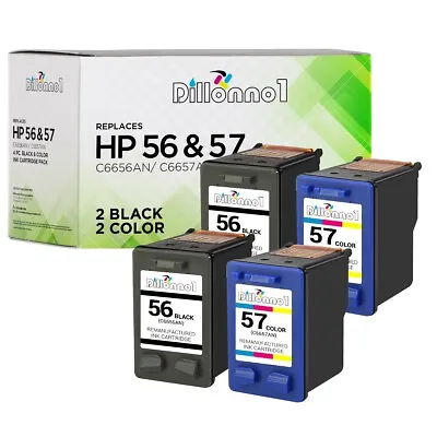 $21.95 • Buy For HP 56 & 57 INK For HP56 For HP57 C6656 C6657 7150 5550 4-PK