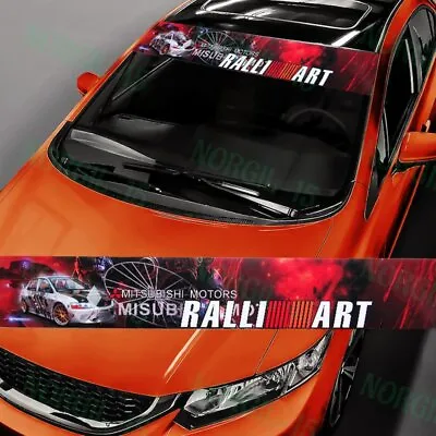 Front Window Windshield Vinyl Banner Decal Sticker For Mitsubishi EVO RALLIART • $12.60