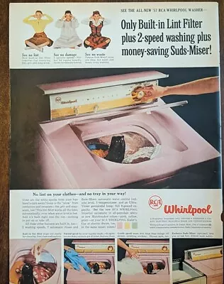 1957 Vintage Whirlpool Pink Washing Machine Retro 50's Cool Art • $8.99