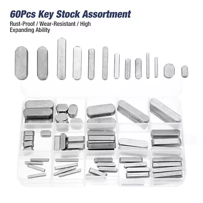 60 Pc SAE Keystock Bar Assortment Lock Pulleys Gears Square Key Stock Keyway Set • $14.59