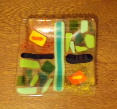 Mid Century Modern Fused Art Glass Plate Dish Trinkets Candy • $18.99