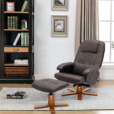 Recliner Chair With Ottoman Faux Leather Swivel Recliner Chair Lounge Armchairs • $118.29