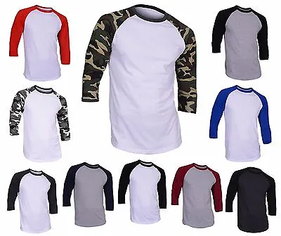 Dream USA Men's Casual 3/4 Sleeve Baseball Tshirt Raglan Jersey Shirt • $16.99