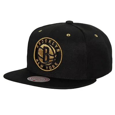 Men's Mitchell & Ness Black/Gold NBA Brooklyn Nets Fools Gold Snapback (Black • $31.45