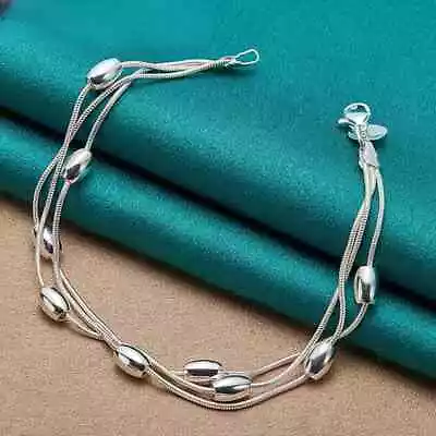 925 Sterling Silver Multi Layers Thin Chain Bracelet Niche Design Hand Chain New • $18.98