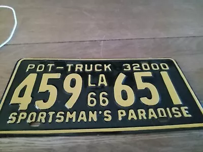 License Plate Louisiana 1966 Pot-truck 32000 Sportsmen Paradise • $18