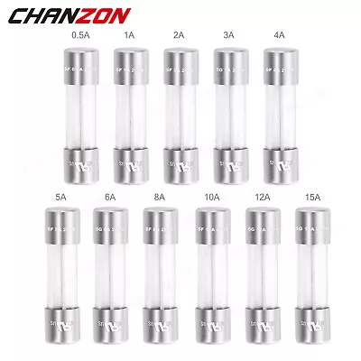 5x20mm 6x30mm Fast Slow Blow 0.5-15A 125V 250V Glass Tube AGC Fuses Assorted Set • £4.49