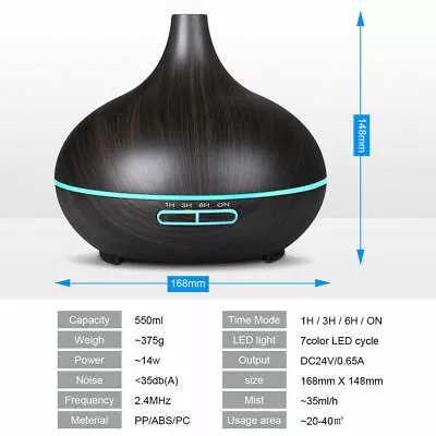 Aroma Aromatherapy Diffuser LED Essential Oil Ultrasonic Air Humidifier Purifier • $25.12