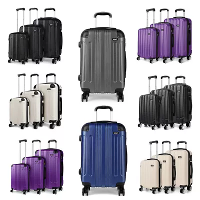 KONO 20/24/28 Inch ABS Hard Shell Suitcase Spinner 4 Wheels Travel Cabin Luggage • £79.99