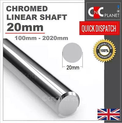 20mm Smooth Chromed Steel Linear Shaft Round Bar Rail Slide Rod Bearing 3D CNC • £104.95