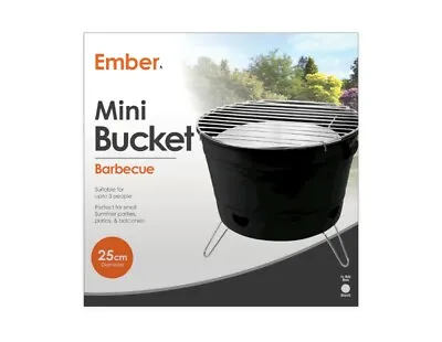 Mini BBQ Portable Lightweight Camping Caravan Bucket Grill Picnic Barbecue Black • £14.99