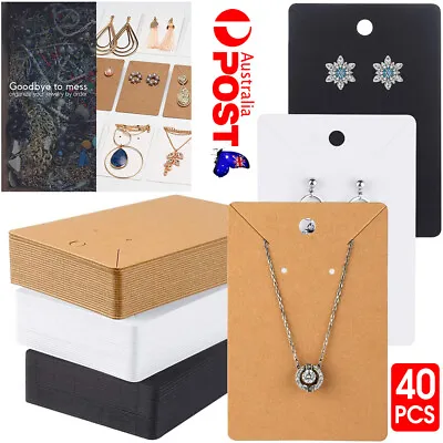 $6.11 • Buy 40/80PCS Jewellery Cardboard Display Cards Necklace Stud Earring Paper Holder