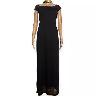 Vintage Black Dress S Black Maxi Dress Lace Slip Dress 8 10 • $23