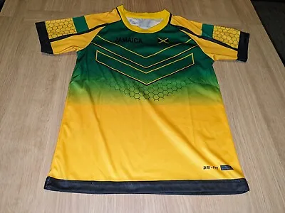 Jamaica Football Sports Shirt - Divi Classic Age 10-12 Gold & Green Boys Kids • £11.99