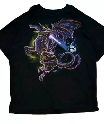 Y2K Purple Fire Breathing Dragon Fantasy -Liquid Blue Style-Shirt Size XL  • $18.99