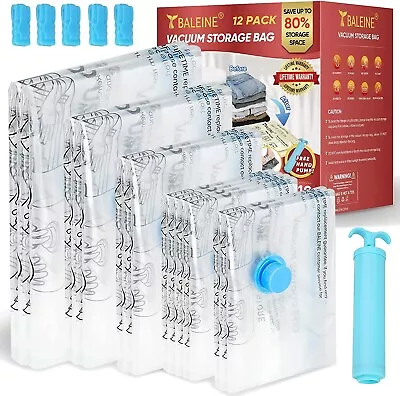 $18.98 • Buy Vacuum Storage Bag Compression Sealer Bags, Hand Pump Included (12 Or 25 Pack)
