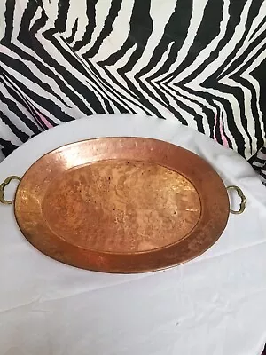 Vintage Hammered Copper Brass Handled Tray • $39.99