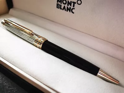 New MONTBLANC Meisterstuck Solitaire Doue Black Resin Silver Tone Ballpoint Pen • $119