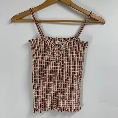 Madewell Women's Superlight Jacquard Smocked Cotton Tank Top In Stripe Size S • $15.99