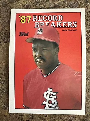 Vince Coleman 1987 Topps '87 Record Breakers Card #1 St. Louis Cardinals • $0.30