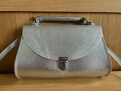 The Cambridge Satchel Company The Mini Poppy Bag In Silver Saffiano Leather • £90