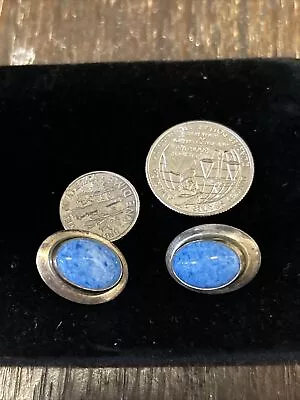 Vintage Denim Lapis Handcrafted Sterling Silver Post Earrings • $30