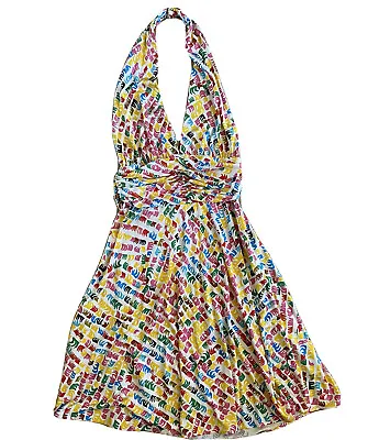 NWOT Issa London Halter Silk Multicolor Printed Knee Length Dress US 6 UK 10 • $114.99
