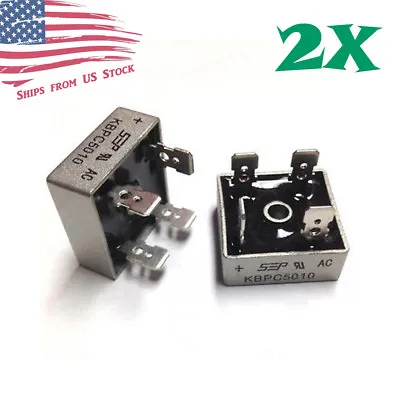 2Pcs 1000V 50A Metal Case Single Phase Diode Bridge Rectifier KBPC5010 • $6.89