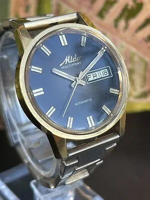 Vintage Mido Multifort Automatic Watch Day Date Runs Estate Sale T Swiss T Dial • $399