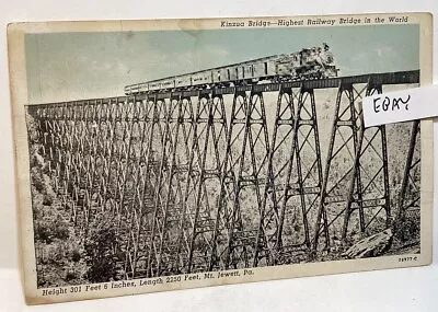 Early Kinzua Railroad Bridge Long Gone Worlds Highest Mt Jewett Pa Rare Postcard • $14.80