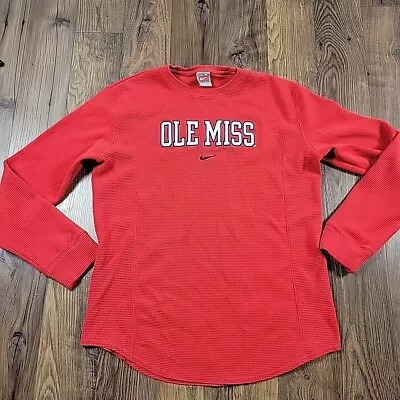 Vintage Nike Ole Miss Shirt Mens XL Waffle Knit Thermal Center Swoosh Mark* • $18.75