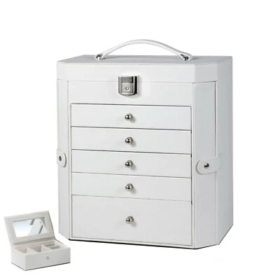$119.99 • Buy Large Jewellery Box Storage Display Organiser W/Lock Ring Travel Case Girls Gift