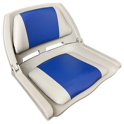 £40 • Buy Folding Boat Seat Padded Marine Vinyl Grey & Blue Yacht Yishing Rib Speedboat