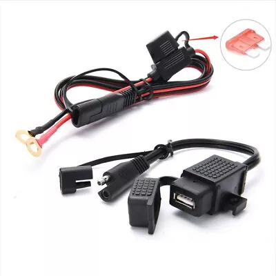 Waterproof 12V Motorcycle SAE To USB Phone GPS Charger Cable Adapter Inline Fuse • $10.99
