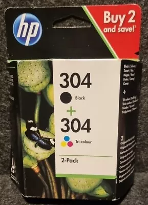 HP 304 Tri-Colour And Black 2 Pack Original Ink Cartridges 3JB05AE - Feb 2022 • £14.99