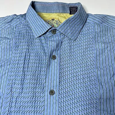 Robert Graham Shirt Men’s XXL Tuxedo Style Ruffles Striped Shimmer Longsleeve • $22.97