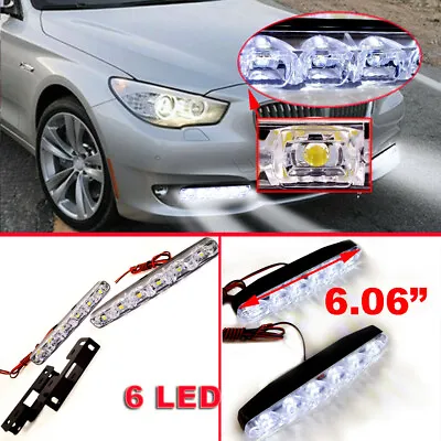 2x Xenon White Embed Mount 6 LED Car DRL Daytime Running Driving Lights Fog Lamp • $8.45