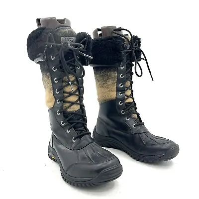 Ugg Adirondack Tall Black Hombre Winter Snow Boot Size 8.5 • $149.98