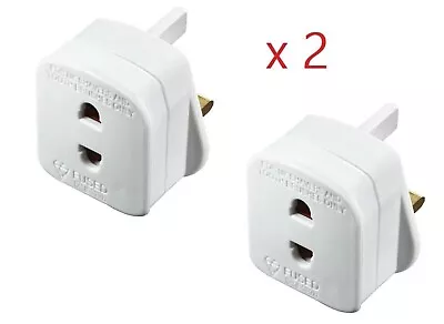 X2 Adaptor Plug For Shaver UK 2 Pin To 3 Pin 1A Fuse  Toothbrush - White • £5.49