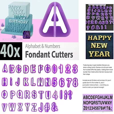 40pcs Alphabet Number Letter Fondant Mould Icing Cutter Baking Cake Decorating • £3.75