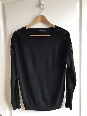 Magaschoni New York Womens Silk Cashmere Beaded Sweater Black Size Small Flawed • $12.99