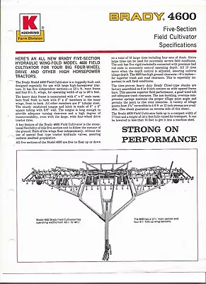 $12 • Buy Original Brady Koehring 4600 Five Section Field Cultivator Spec Sheet Brochure