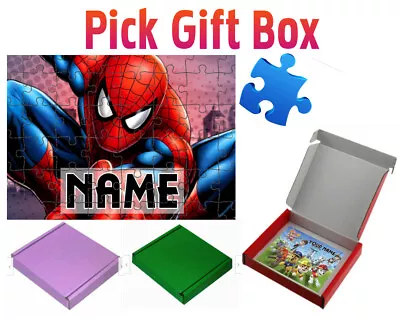 Personalised SPIDERMAN Kids 12/80pc JIGSAW PUZZLE - Custom Name! -18cm By 13cm • £8.99