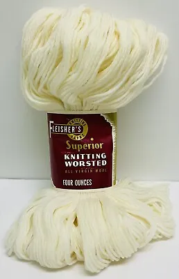 Fleishers Wool Yarn Unit Of 1 Mothproofed Washable White Superior New Vintage • $15.50